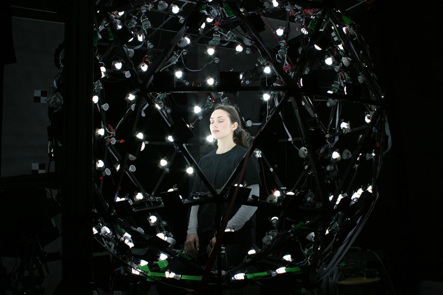 Emily under 156 LED lights at USC Institute for Creative Technologies Graphics Lab