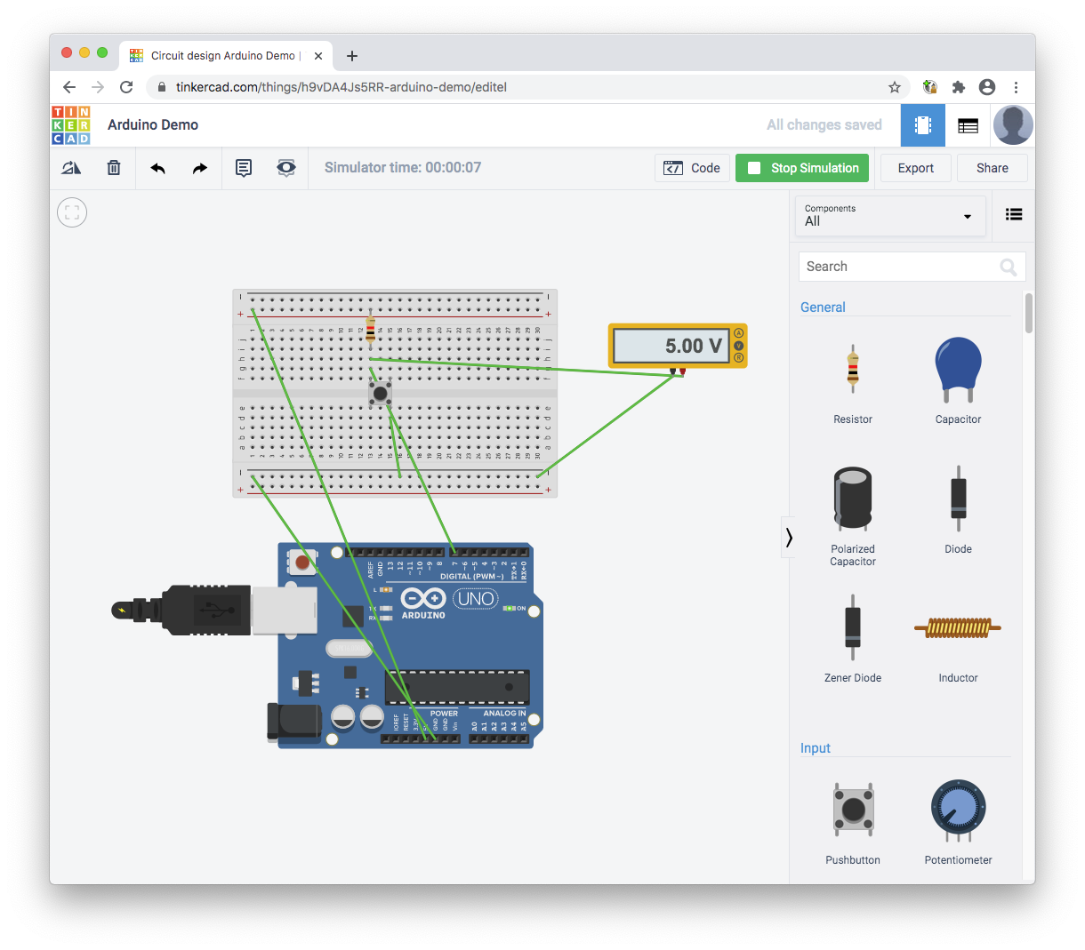 ThinkerCad Arduino Dashboard