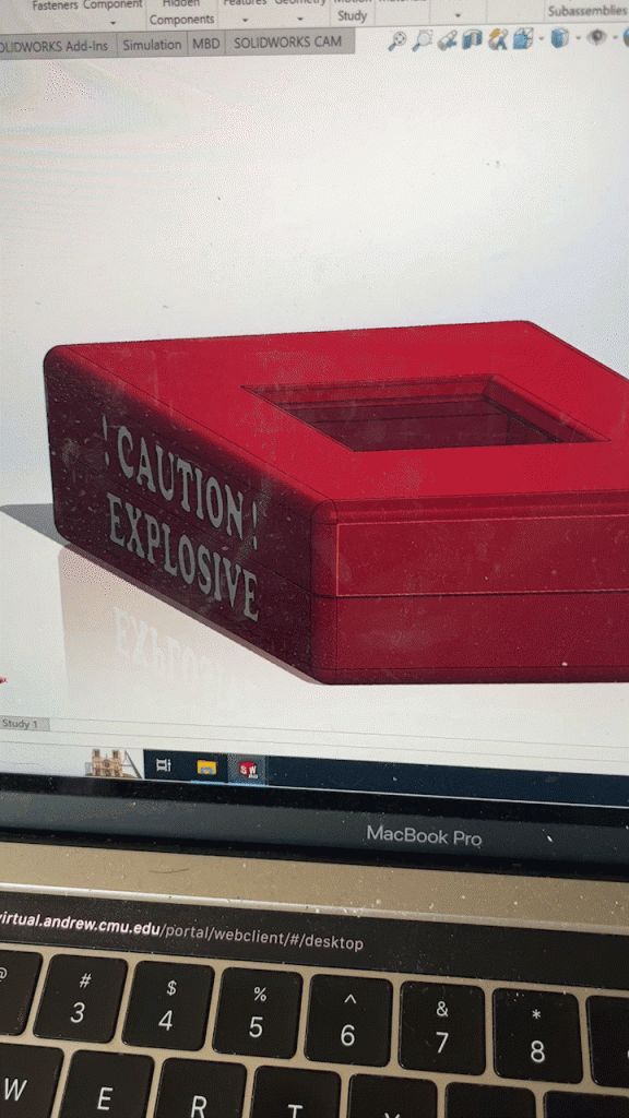 3D model of red box with red text