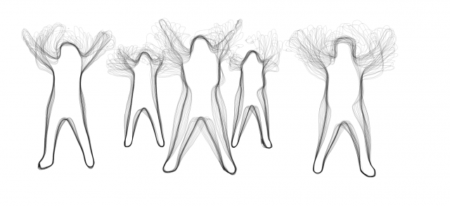 5 Figures with long exposure outlines