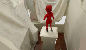 3d scan of doll in bathroom