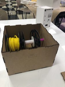 Box prototype for holding reels and dispensing their contents